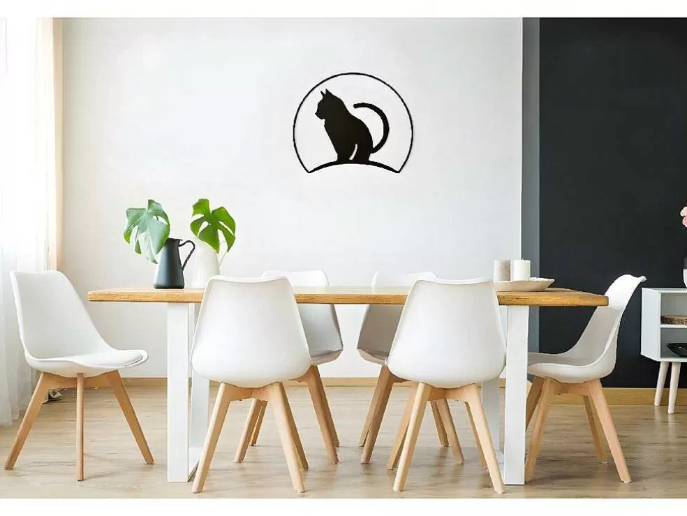 EPIKASA Decoração Metalica Gatos 4, Preto, 60X1,5X48 Cm, * Placa De Parede Decorativa