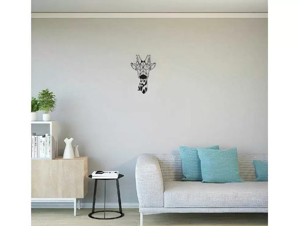 EPIKASA Decoração Metalica Girafa 5, Preto, 33X1,5X50 Cm, * Placa De Parede Decorativa