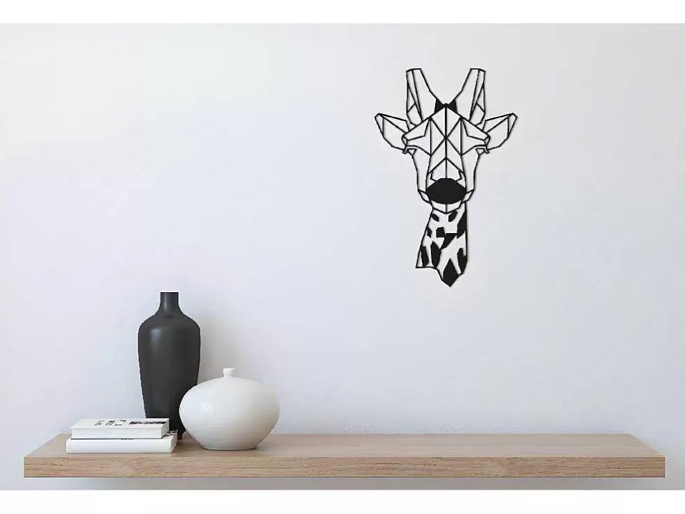 EPIKASA Decoração Metalica Girafa 5, Preto, 33X1,5X50 Cm, * Placa De Parede Decorativa