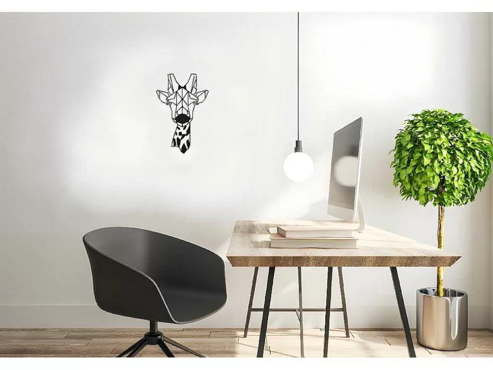EPIKASA Decoração Metalica Girafa 5, Preto, 33X1,5X50 Cm, * Placa De Parede Decorativa