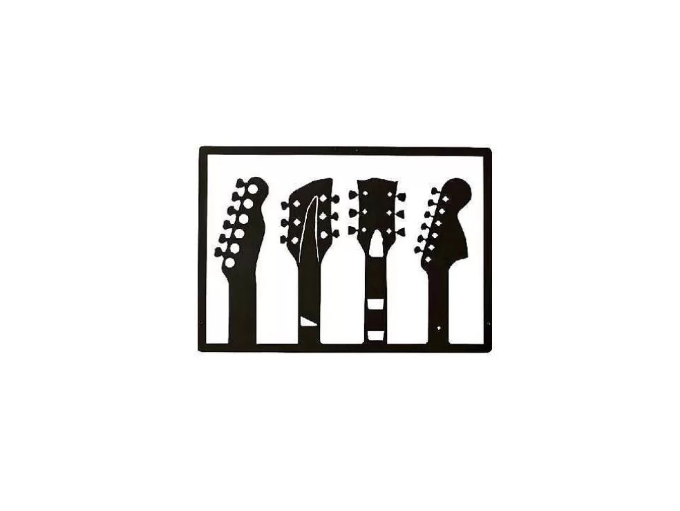 EPIKASA Decoração Metalica Guitarra 19, Preto, 46X1,5X32 Cm, * Placa De Parede Decorativa