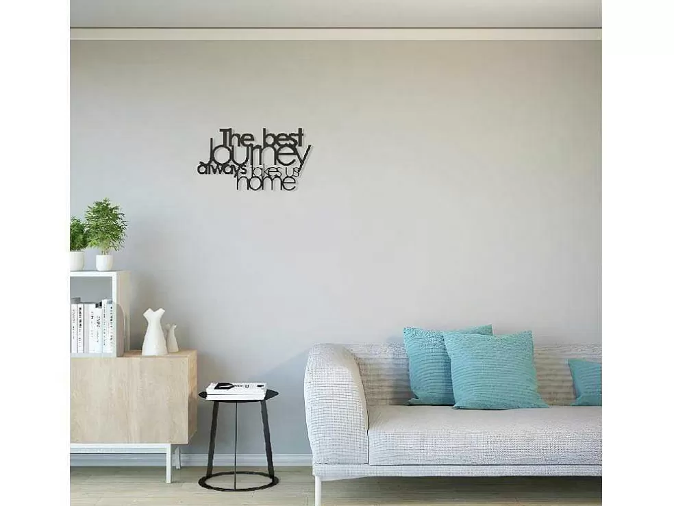 EPIKASA Decoração Metalica Journey, Preto, 70X1,5X40 Cm, * Placa De Parede Decorativa