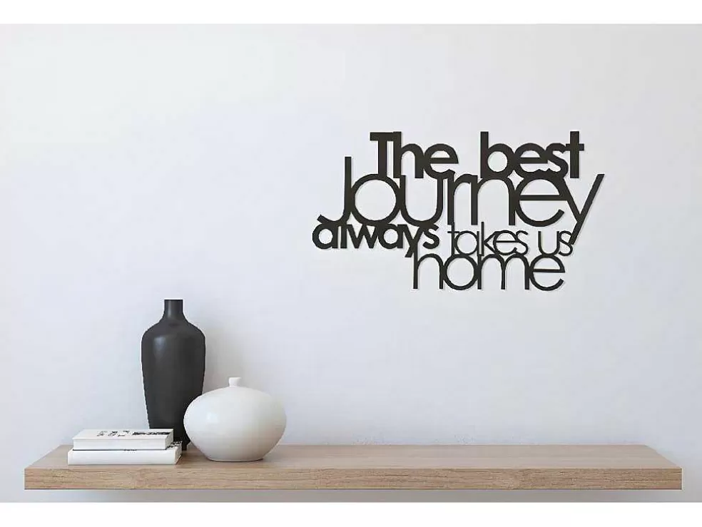 EPIKASA Decoração Metalica Journey, Preto, 70X1,5X40 Cm, * Placa De Parede Decorativa