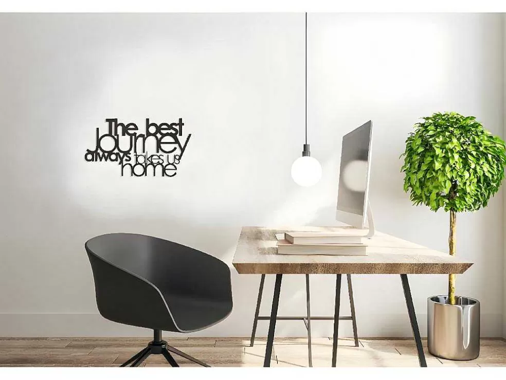 EPIKASA Decoração Metalica Journey, Preto, 70X1,5X40 Cm, * Placa De Parede Decorativa