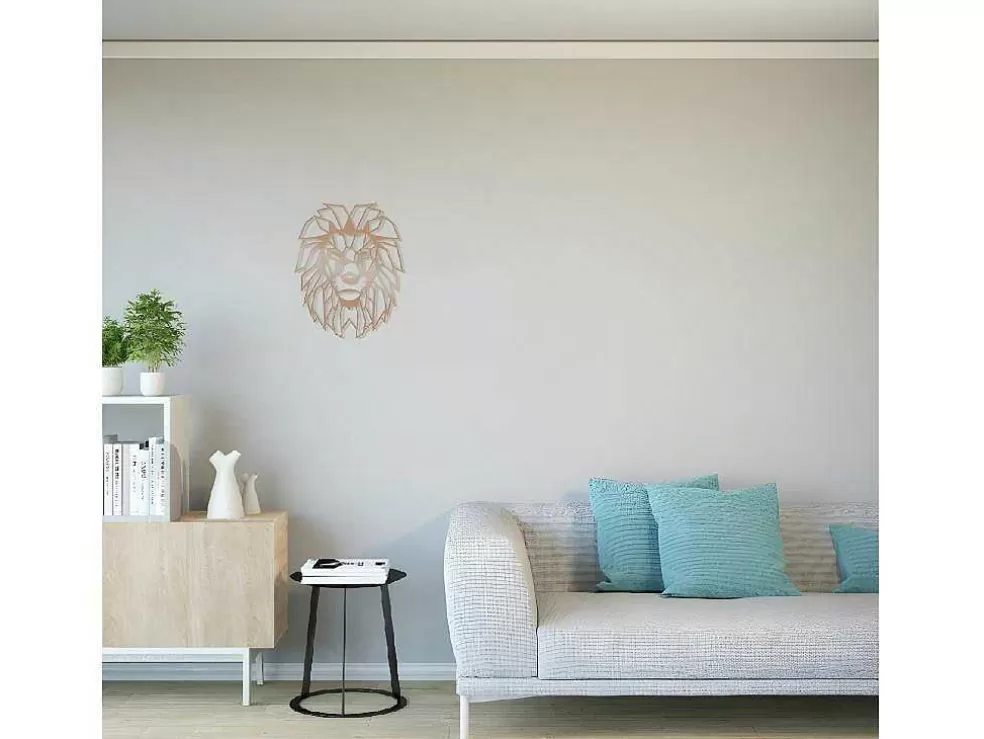 EPIKASA Decoração Metalica Leao 5, Cobre, 40X1,5X50 Cm, * Placa De Parede Decorativa