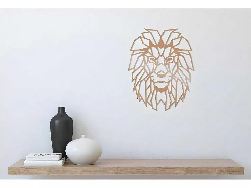 EPIKASA Decoração Metalica Leao 5, Cobre, 40X1,5X50 Cm, * Placa De Parede Decorativa