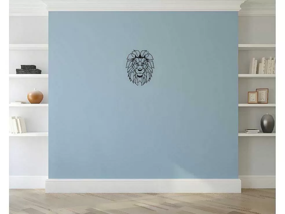 EPIKASA Decoração Metalica Leao 4, Preto, 40X1,5X50 Cm, * Placa De Parede Decorativa