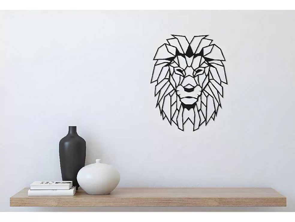 EPIKASA Decoração Metalica Leao 4, Preto, 40X1,5X50 Cm, * Placa De Parede Decorativa