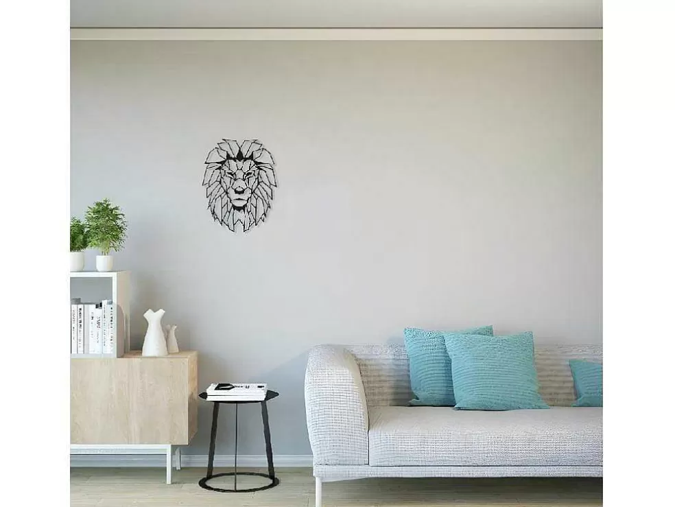 EPIKASA Decoração Metalica Leao 4, Preto, 40X1,5X50 Cm, * Placa De Parede Decorativa
