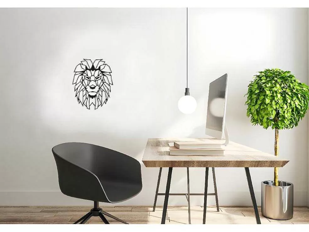 EPIKASA Decoração Metalica Leao 4, Preto, 40X1,5X50 Cm, * Placa De Parede Decorativa