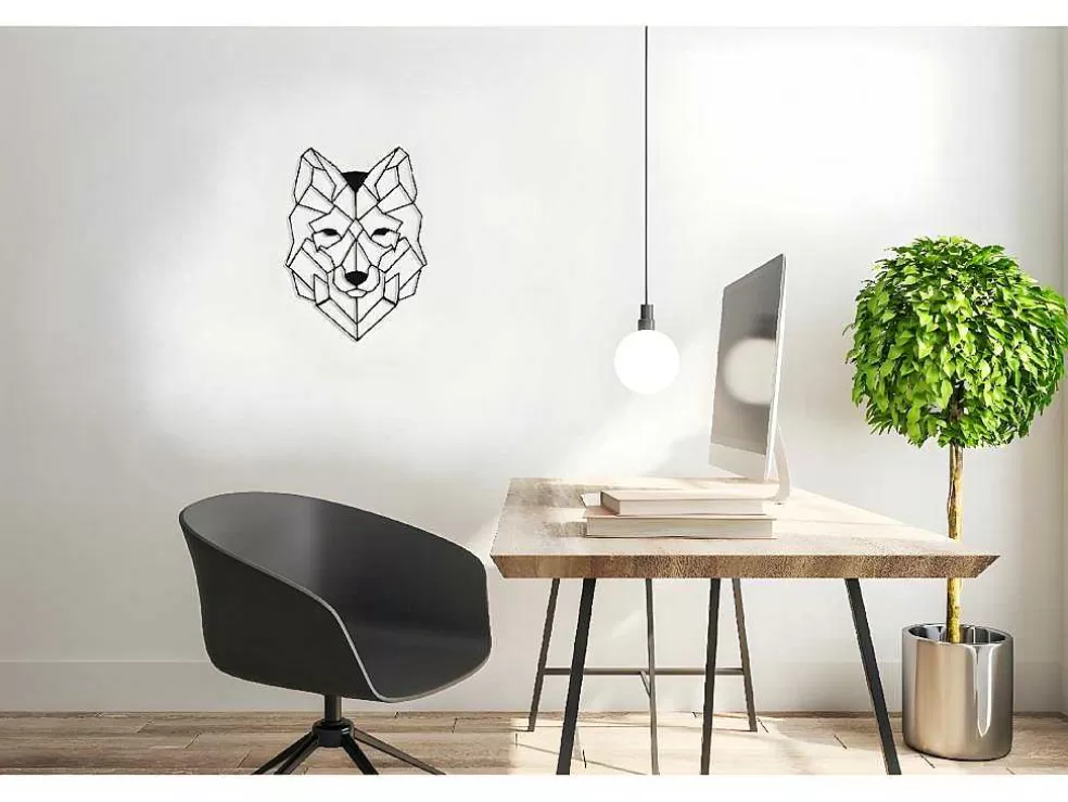 EPIKASA Decoração Metalica Lobo 2, Preto, 41X1,5X57 Cm, * Placa De Parede Decorativa