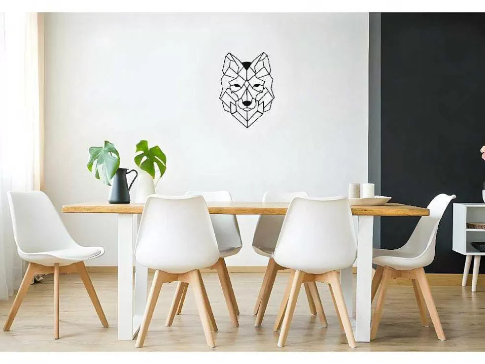 EPIKASA Decoração Metalica Lobo 2, Preto, 41X1,5X57 Cm, * Placa De Parede Decorativa