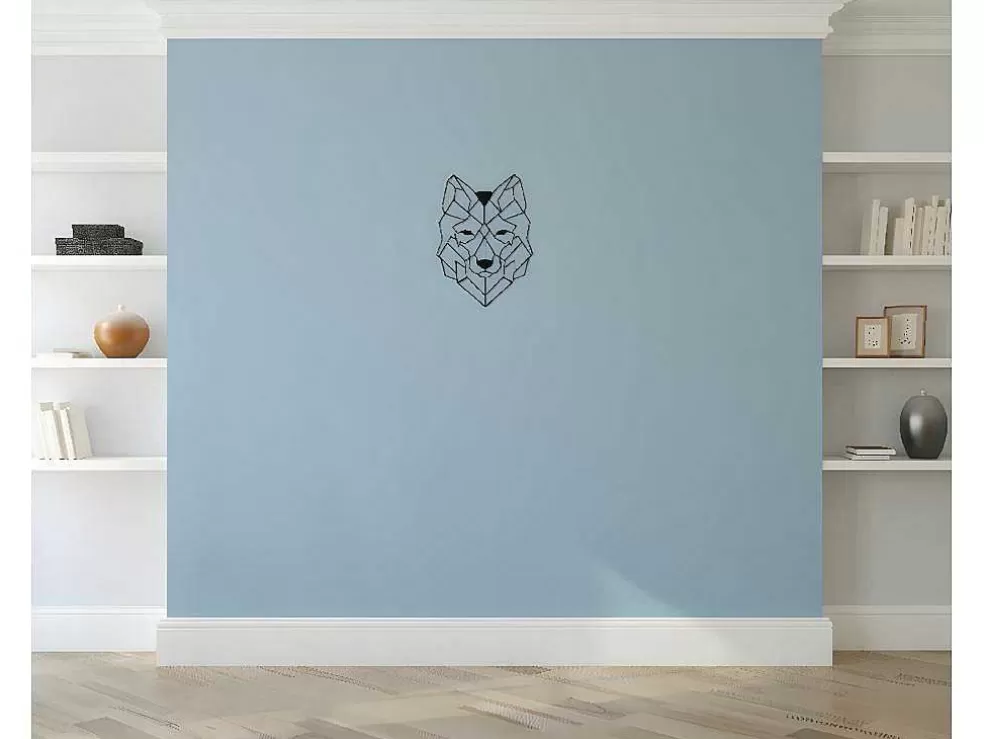 EPIKASA Decoração Metalica Lobo 2, Preto, 41X1,5X57 Cm, * Placa De Parede Decorativa