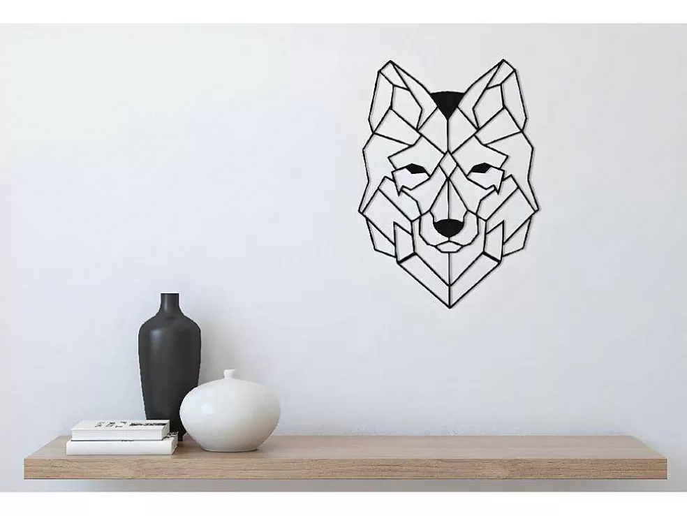 EPIKASA Decoração Metalica Lobo 2, Preto, 41X1,5X57 Cm, * Placa De Parede Decorativa