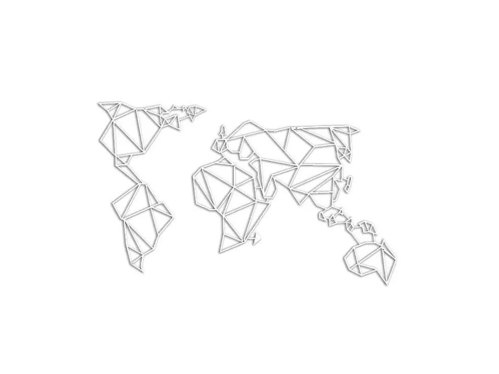 EPIKASA Decoração Metalica Mapa Do Mundo 19, Branco, 100X1,5X58 Cm, * Placa De Parede Decorativa