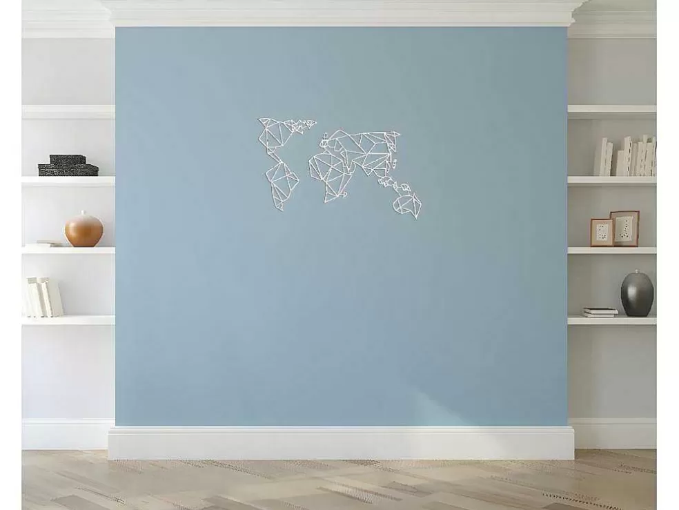 EPIKASA Decoração Metalica Mapa Do Mundo 19, Branco, 100X1,5X58 Cm, * Placa De Parede Decorativa