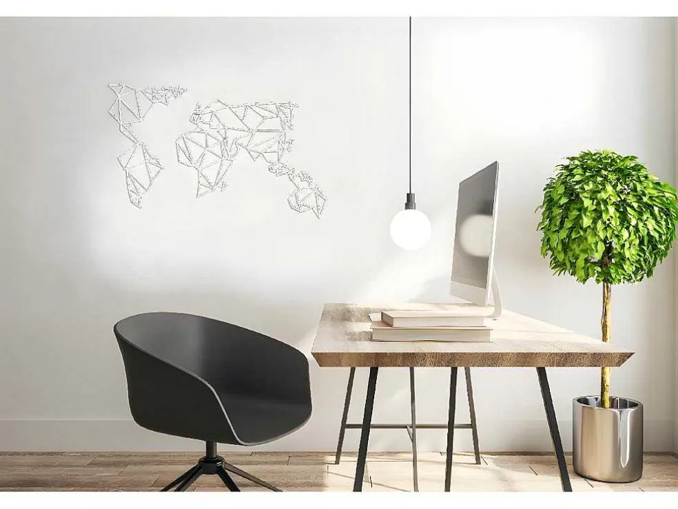 EPIKASA Decoração Metalica Mapa Do Mundo 19, Branco, 100X1,5X58 Cm, * Placa De Parede Decorativa
