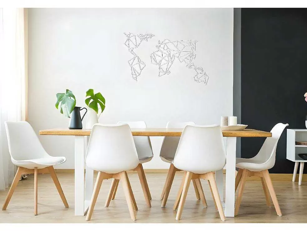 EPIKASA Decoração Metalica Mapa Do Mundo 19, Branco, 100X1,5X58 Cm, * Placa De Parede Decorativa