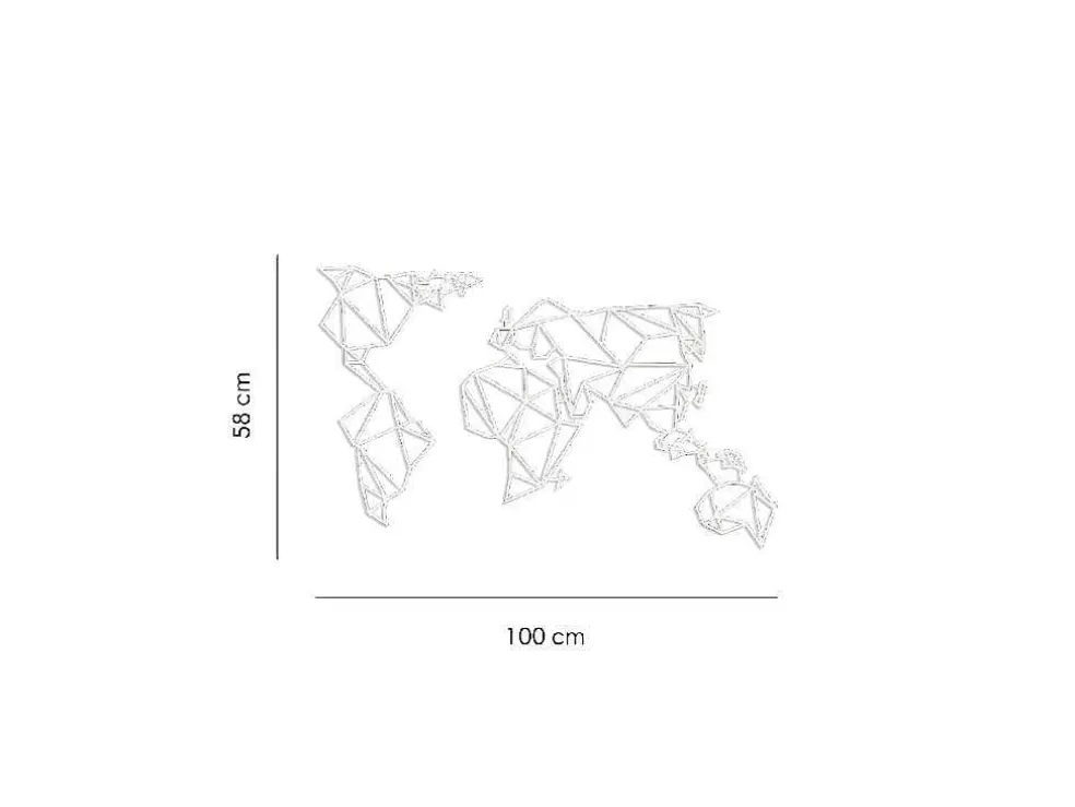 EPIKASA Decoração Metalica Mapa Do Mundo 19, Branco, 100X1,5X58 Cm, * Placa De Parede Decorativa