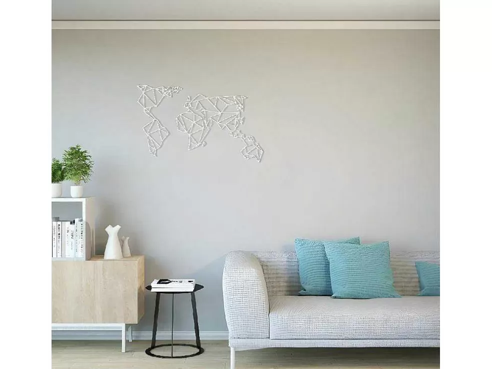 EPIKASA Decoração Metalica Mapa Do Mundo 19, Branco, 100X1,5X58 Cm, * Placa De Parede Decorativa