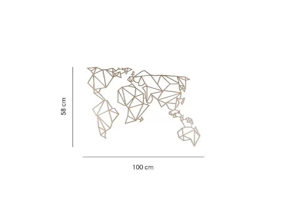 EPIKASA Decoração Metalica Mapa Do Mundo 17, Cobre, 100X1,5X58 Cm, * Placa De Parede Decorativa