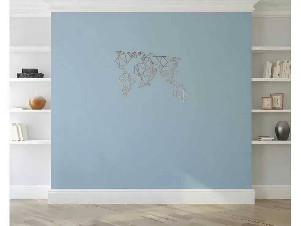 EPIKASA Decoração Metalica Mapa Do Mundo 17, Cobre, 100X1,5X58 Cm, * Placa De Parede Decorativa