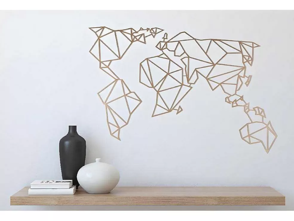 EPIKASA Decoração Metalica Mapa Do Mundo 17, Cobre, 100X1,5X58 Cm, * Placa De Parede Decorativa