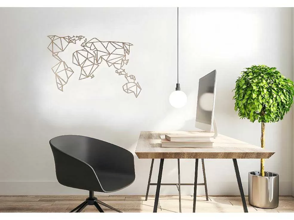 EPIKASA Decoração Metalica Mapa Do Mundo 17, Cobre, 100X1,5X58 Cm, * Placa De Parede Decorativa