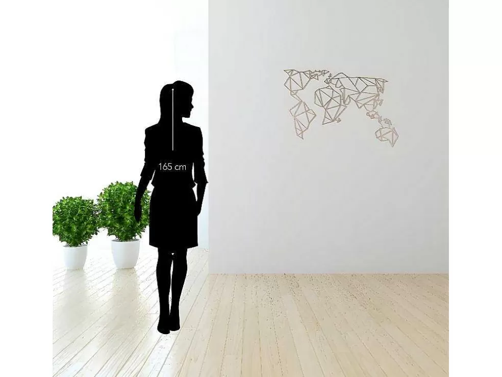 EPIKASA Decoração Metalica Mapa Do Mundo 17, Cobre, 100X1,5X58 Cm, * Placa De Parede Decorativa