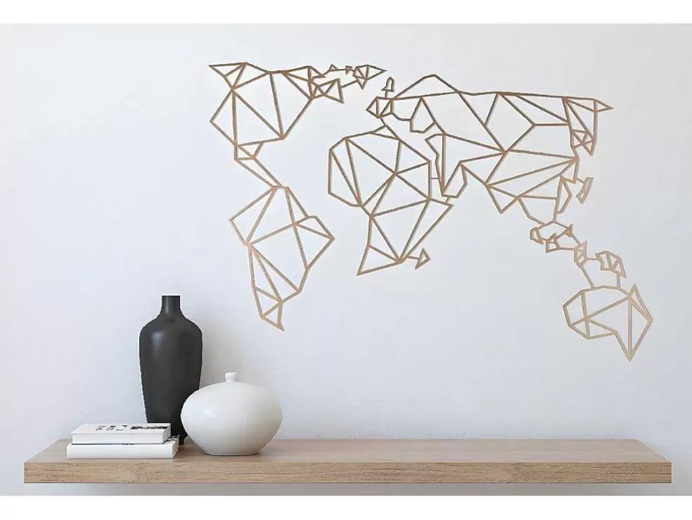 EPIKASA Decoração Metalica Mapa Do Mundo 17, Cobre, 100X1,5X58 Cm, * Placa De Parede Decorativa