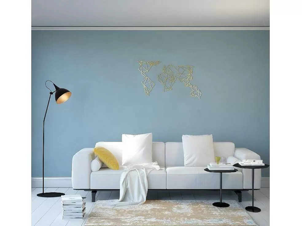 EPIKASA Decoração Metalica Mapa Do Mundo 18, Ouro, 100X1,5X58 Cm, * Placa De Parede Decorativa