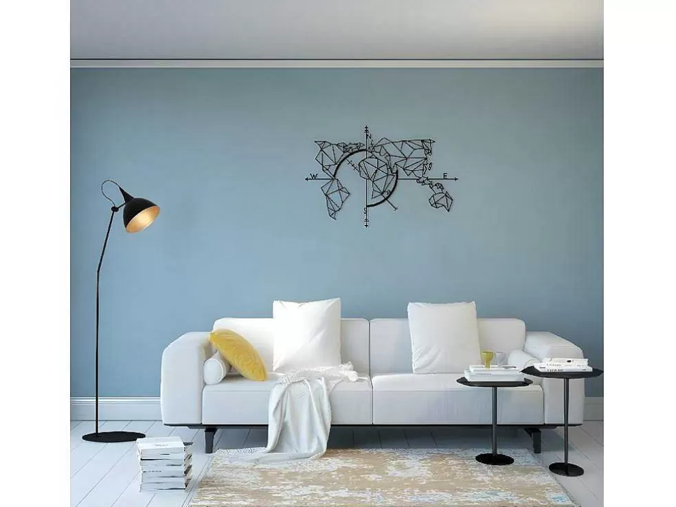 EPIKASA Decoração Metalica Mapa Do Mundo 20, Preto, 111X1,5X74 Cm, * Placa De Parede Decorativa