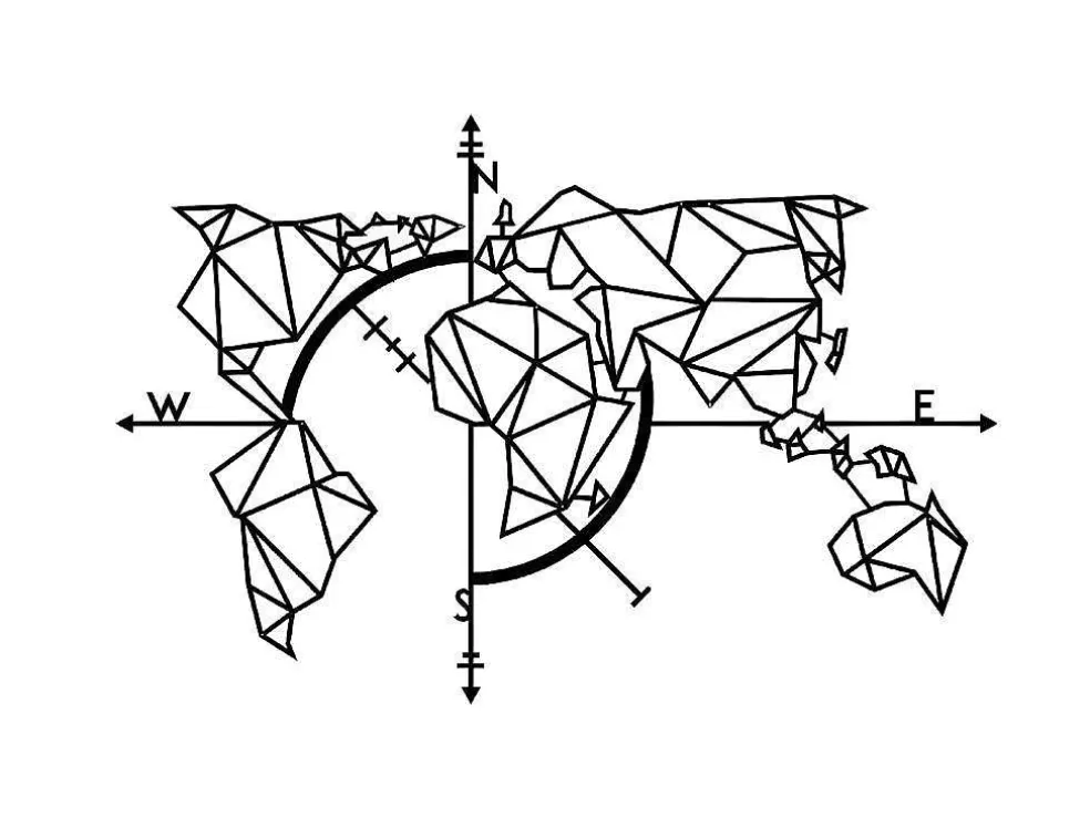 EPIKASA Decoração Metalica Mapa Do Mundo 20, Preto, 111X1,5X74 Cm, * Placa De Parede Decorativa