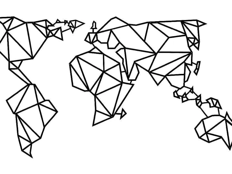 EPIKASA Decoração Metalica Mapa Do Mundo 21, Preto, 140X1,5X80 Cm, * Placa De Parede Decorativa