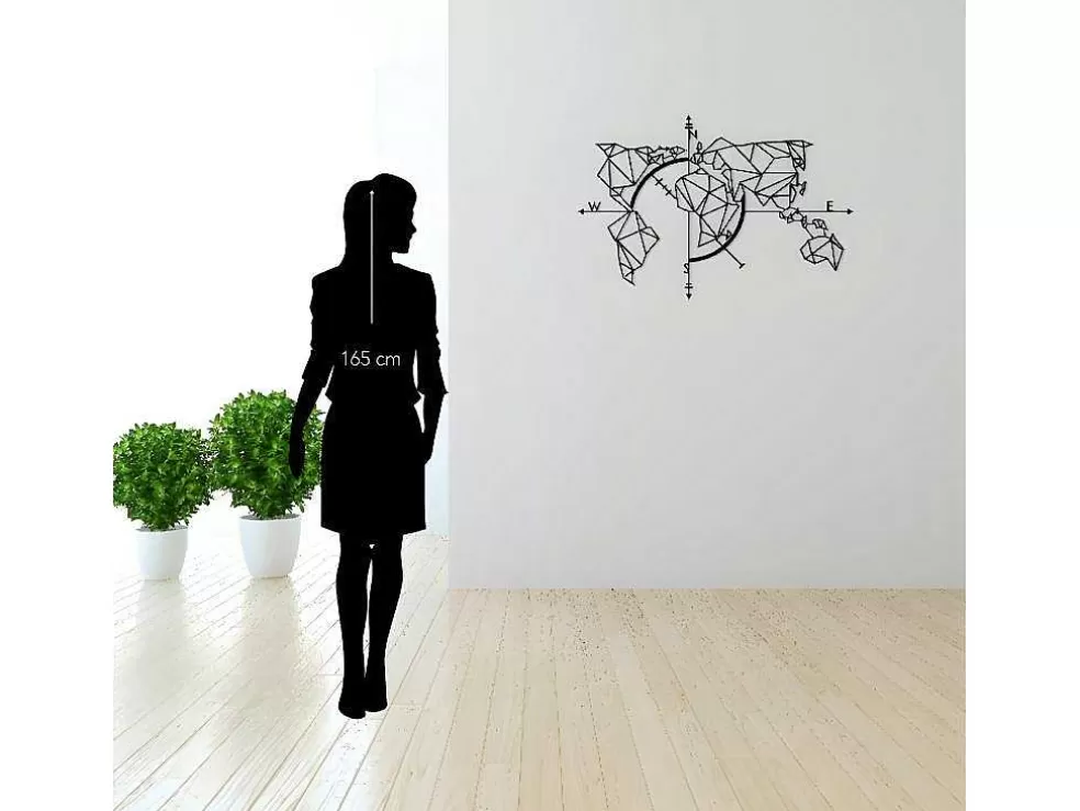 EPIKASA Decoração Metalica Mapa Do Mundo 20, Preto, 111X1,5X74 Cm, * Placa De Parede Decorativa