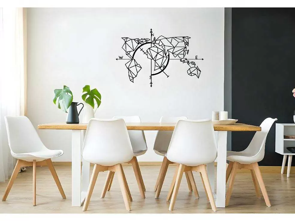 EPIKASA Decoração Metalica Mapa Do Mundo 20, Preto, 111X1,5X74 Cm, * Placa De Parede Decorativa
