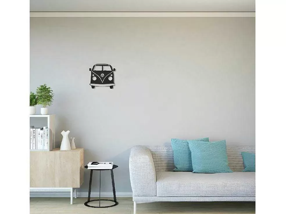 EPIKASA Decoração Metalica Minivan, Preto, 32X1,5X36 Cm, * Placa De Parede Decorativa