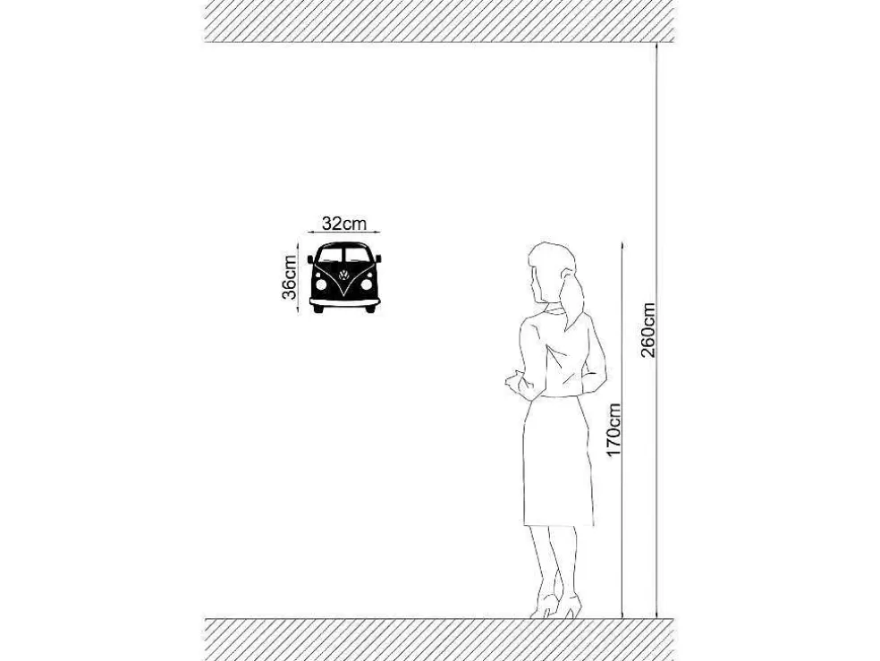 EPIKASA Decoração Metalica Minivan, Preto, 32X1,5X36 Cm, * Placa De Parede Decorativa