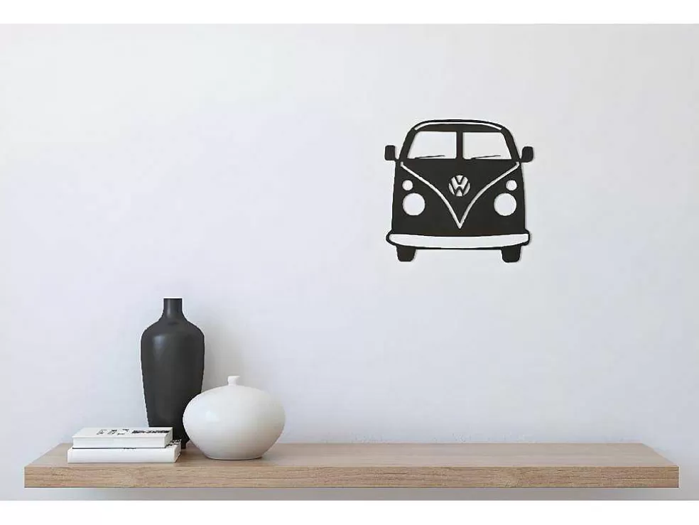 EPIKASA Decoração Metalica Minivan, Preto, 32X1,5X36 Cm, * Placa De Parede Decorativa