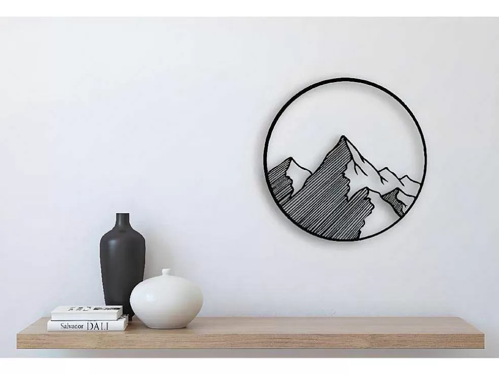 EPIKASA Decoração Metalica Montanha 9, Preto, 50X1,5X50 Cm, * Placa De Parede Decorativa