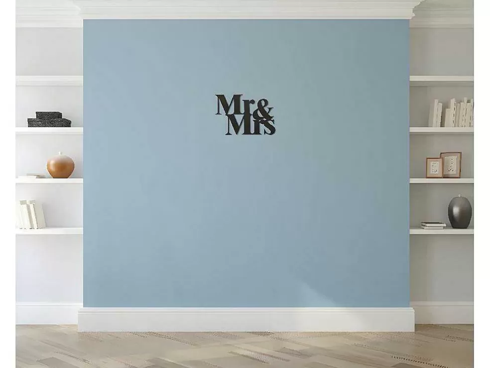 EPIKASA Decoração Metalica Mr And Mrs, Preto, 50X1,5X35 Cm, * Placa De Parede Decorativa