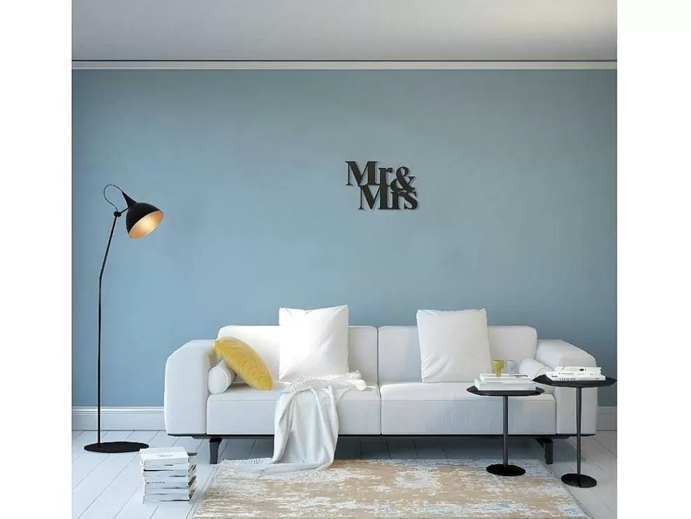 EPIKASA Decoração Metalica Mr And Mrs, Preto, 50X1,5X35 Cm, * Placa De Parede Decorativa