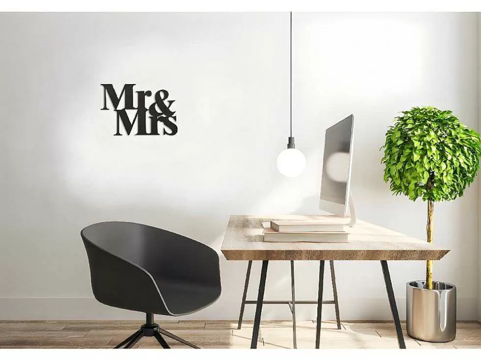 EPIKASA Decoração Metalica Mr And Mrs, Preto, 50X1,5X35 Cm, * Placa De Parede Decorativa