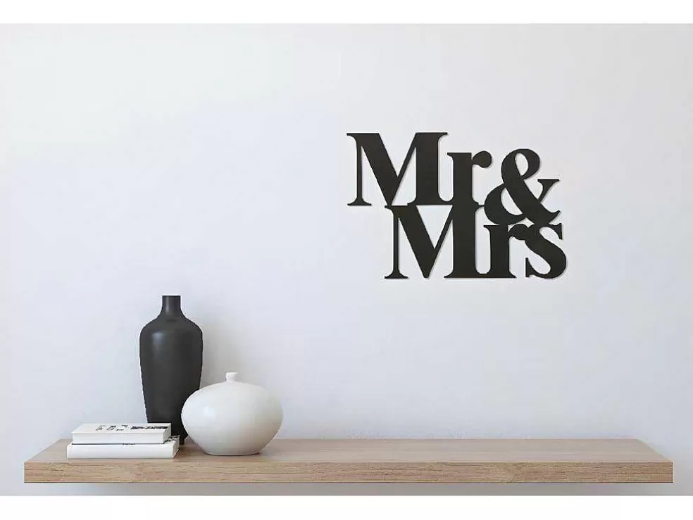EPIKASA Decoração Metalica Mr And Mrs, Preto, 50X1,5X35 Cm, * Placa De Parede Decorativa