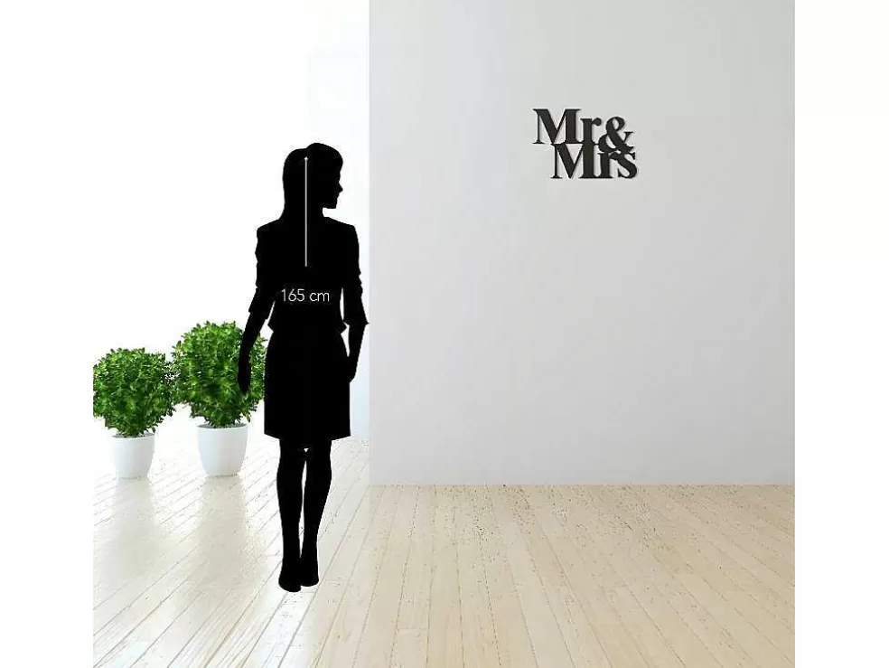 EPIKASA Decoração Metalica Mr And Mrs, Preto, 50X1,5X35 Cm, * Placa De Parede Decorativa