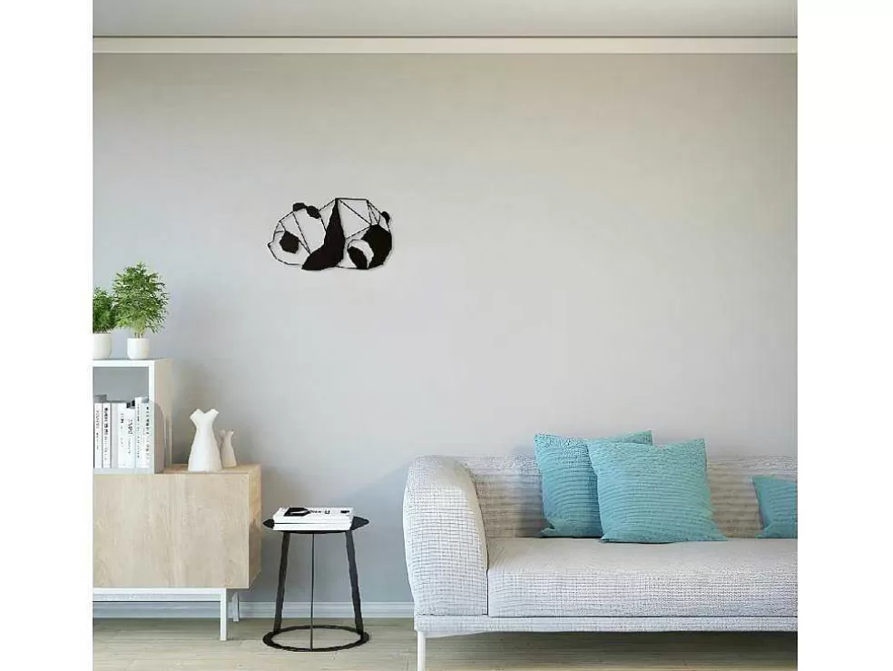 EPIKASA Decoração Metalica Panda 3, Preto, 52X1,5X31 Cm, * Placa De Parede Decorativa