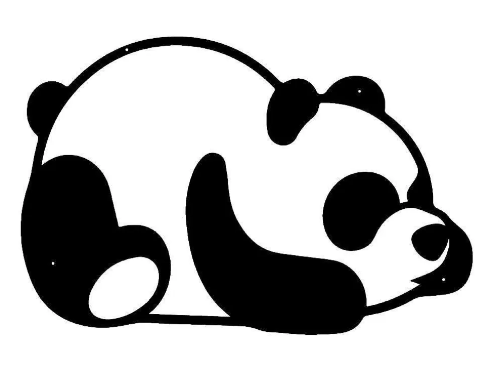 EPIKASA Decoração Metalica Panda 2, Preto, 50X1,5X35 Cm, * Placa De Parede Decorativa