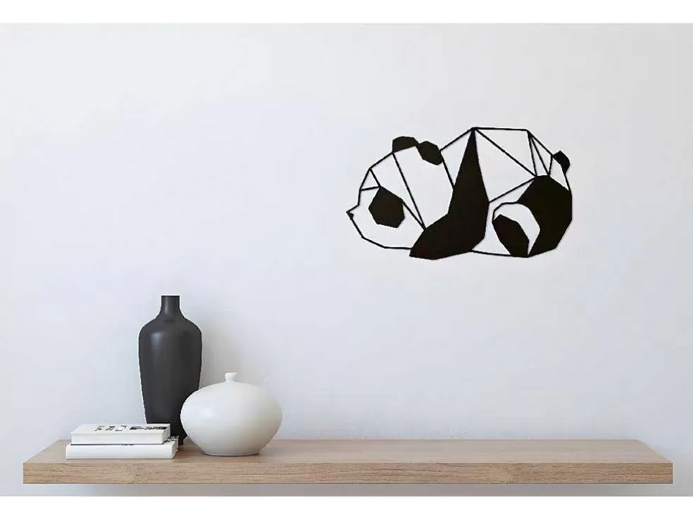 EPIKASA Decoração Metalica Panda 3, Preto, 52X1,5X31 Cm, * Placa De Parede Decorativa