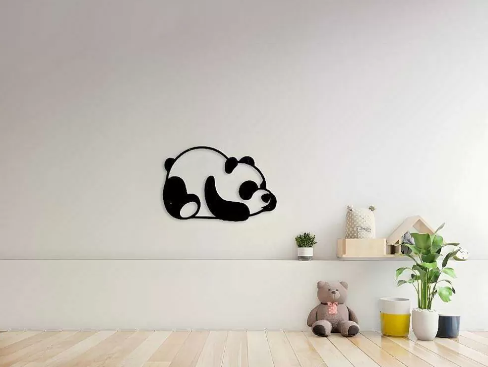 EPIKASA Decoração Metalica Panda 2, Preto, 50X1,5X35 Cm, * Placa De Parede Decorativa