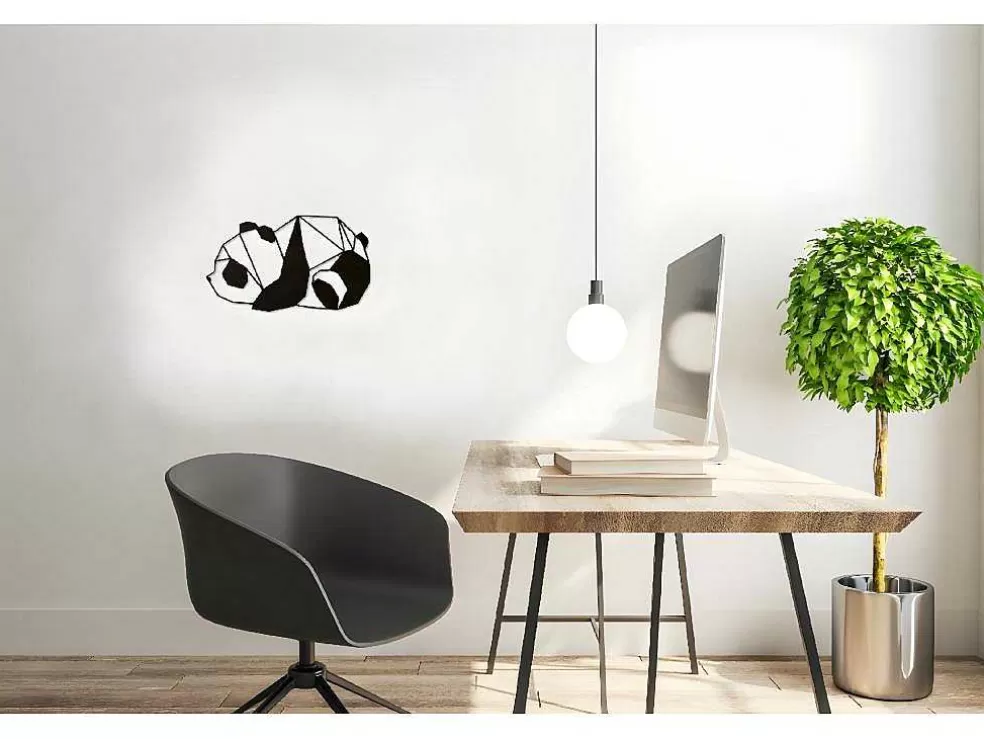 EPIKASA Decoração Metalica Panda 3, Preto, 52X1,5X31 Cm, * Placa De Parede Decorativa